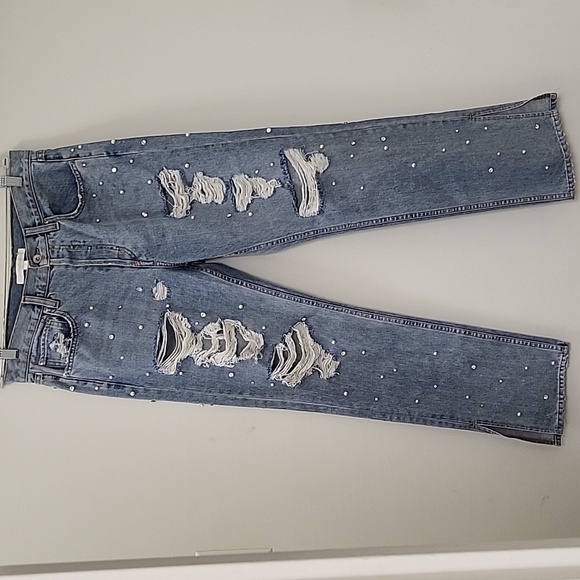 Jonathan Simkhai Pearl-Embellished Boyfriend Jeans Size 29 - Picture 5 of 16